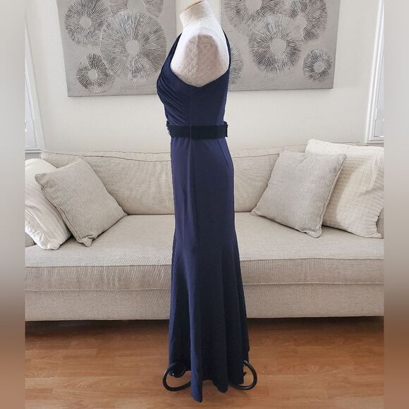 Eliza J Belted One Shoulder Fit & Flare Gown - size 8 in Blue - Picture 7 of 15